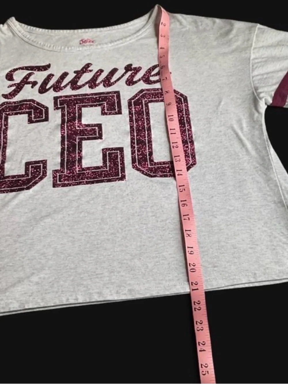 Justice White Tee with Maroon 'Future CEO' Graphic